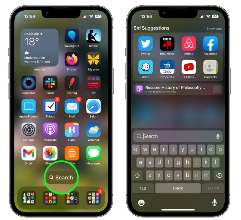 昂仁苹果手机维修分享升级到 iOS 16 后，如何删除主屏幕上的搜索按钮 