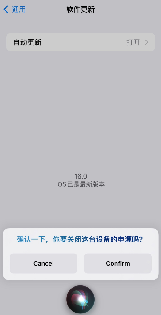 昂仁苹果手机维修分享iOS 16 新功能：呼叫 Siri 即可让 iPhone 关机 