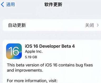 昂仁苹果手机维修分享iOS16 Beta4 更新内容及升级建议 