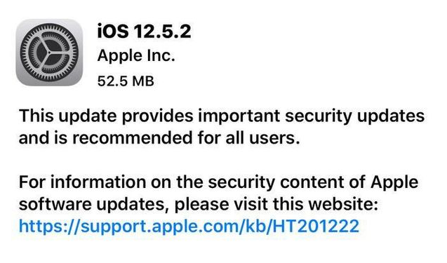 昂仁苹果手机维修分享iOS12.5.2发布，建议所有老苹果用户安装 